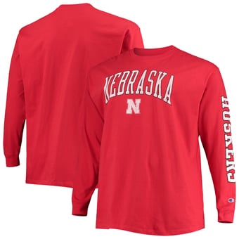 Men's Champion Scarlet Nebraska Huskers Big & Tall Arch Over Logo Long Sleeve T-Shirt