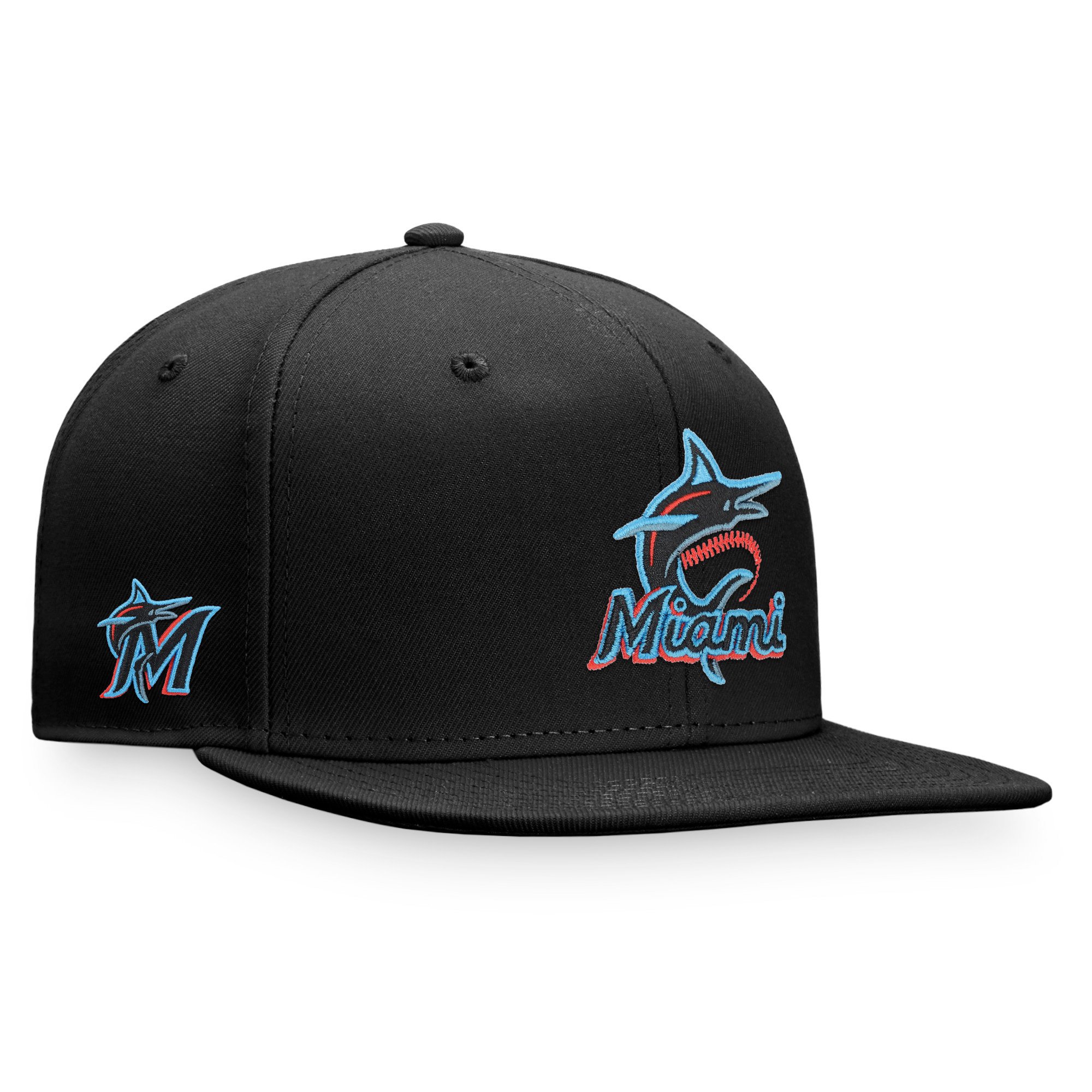 Men's Fanatics Black Miami Marlins Iconic Team Patch Fitted Hat