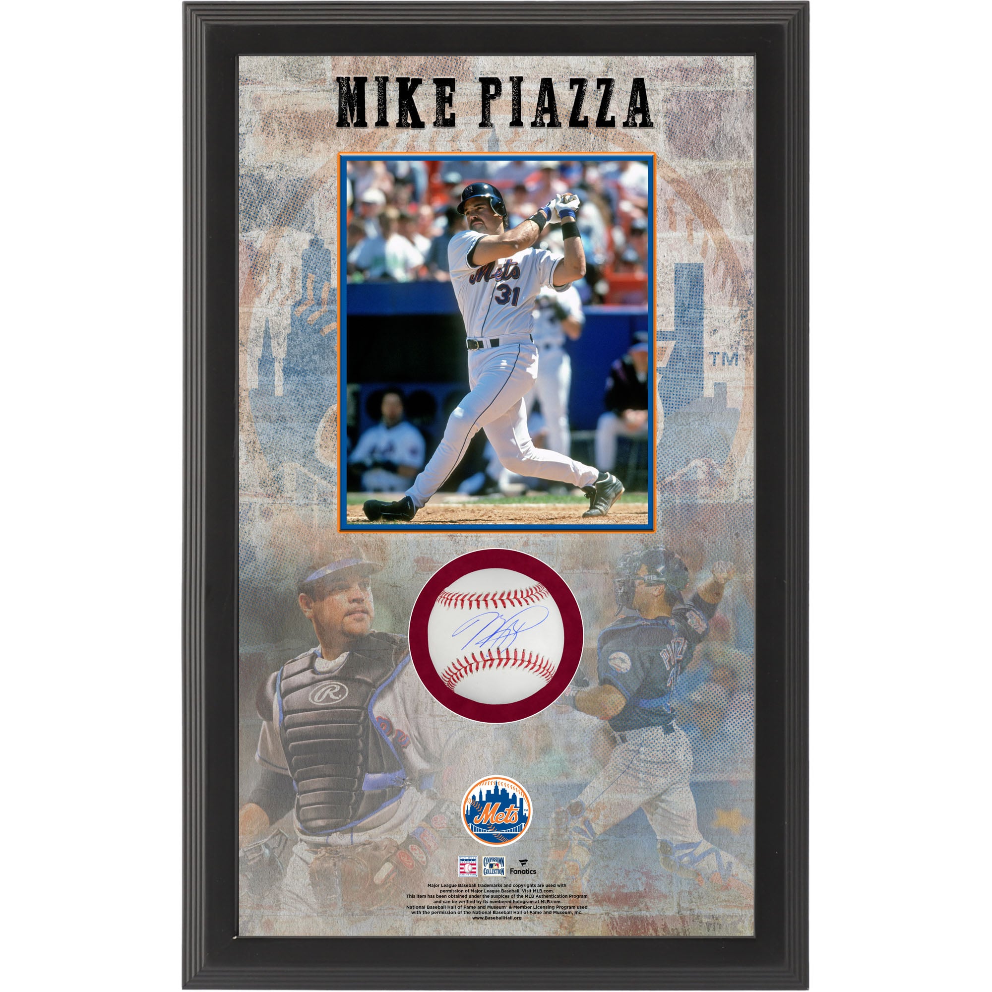 Mike Piazza New York Mets Autographed Baseball Shadow Box