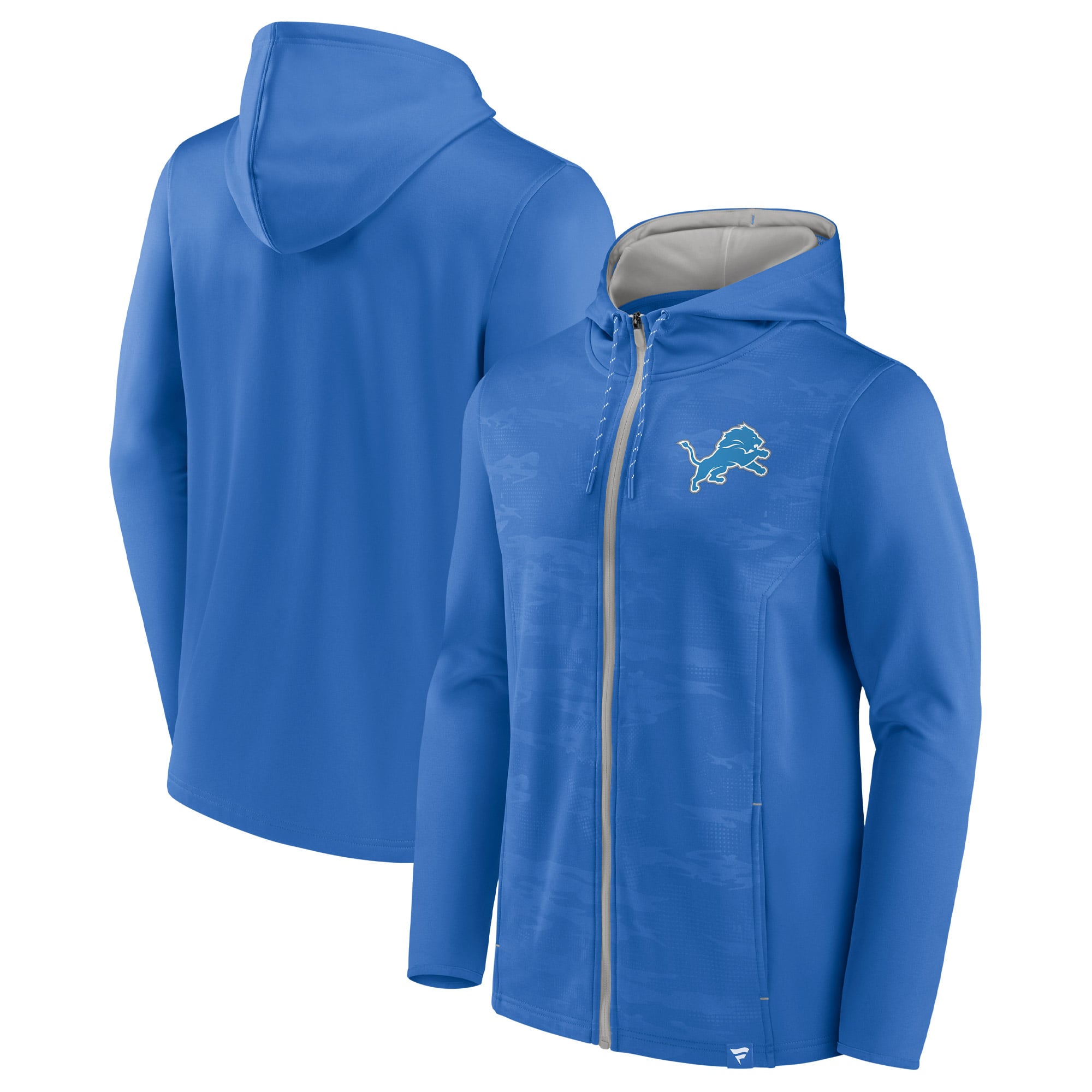 Men's Fanatics Blue/Silver Detroit Lions Ball Carrier Full-Zip Hoodie