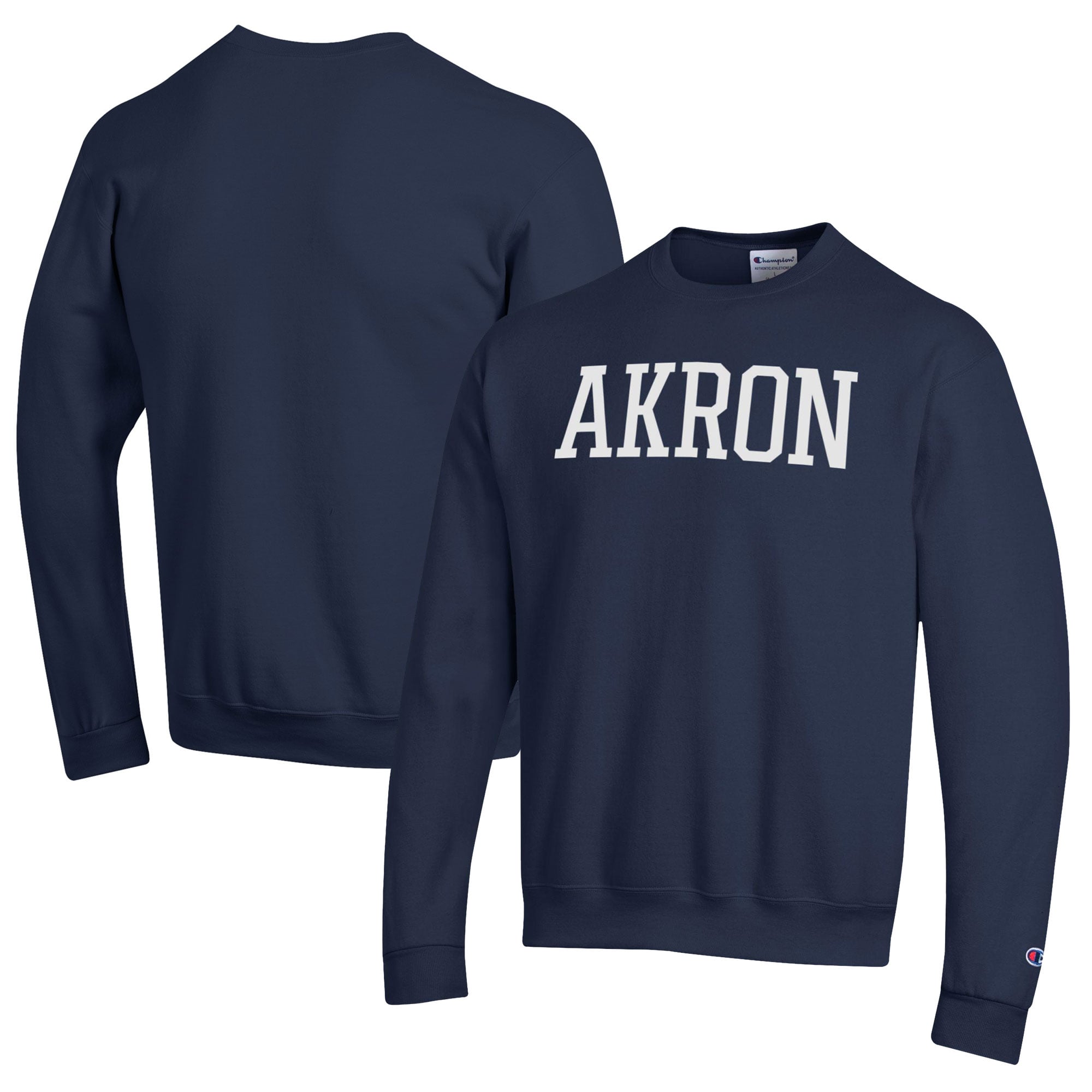 Men's Champion Navy Akron Zips Eco Powerblend Crewneck Sweatshirt