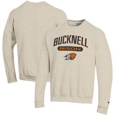 Men's Champion Oatmeal Bucknell Bison Powerblend Sweatshirt