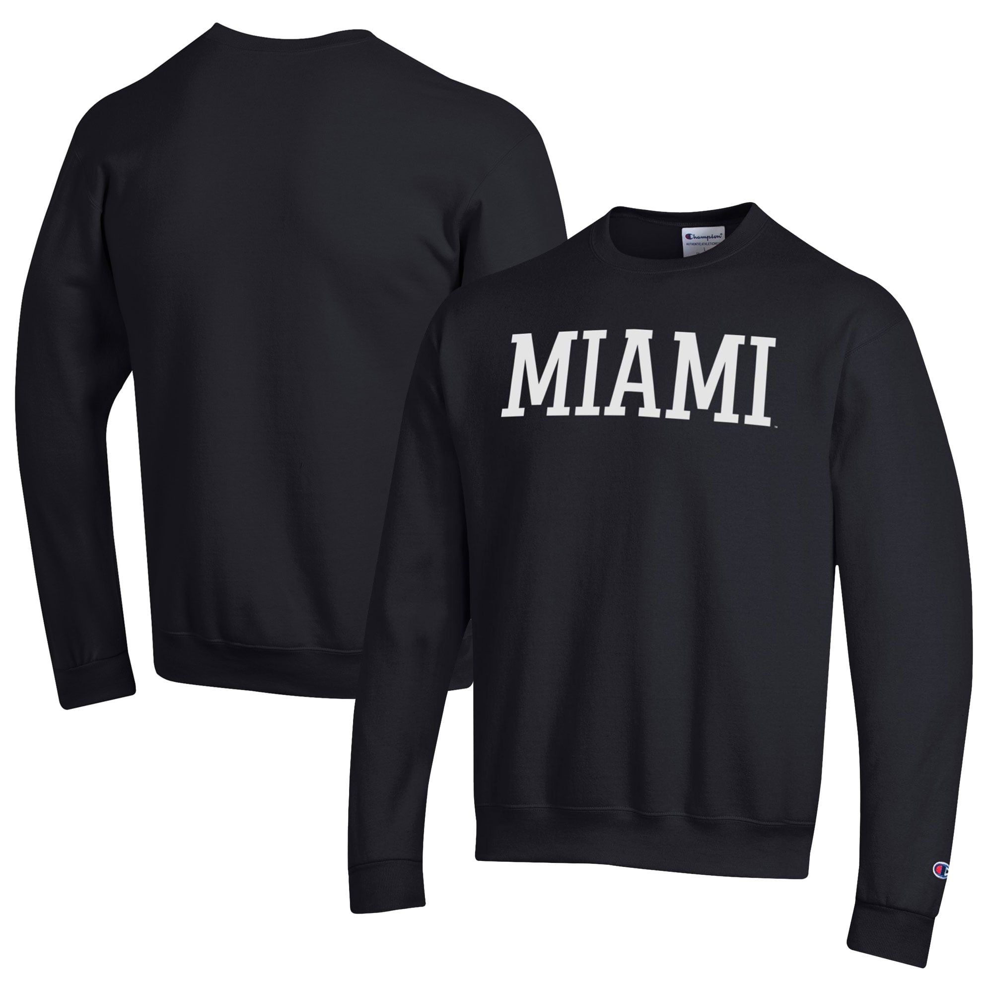 Men's Champion Black Miami University RedHawks Eco Powerblend Crewneck Sweatshirt