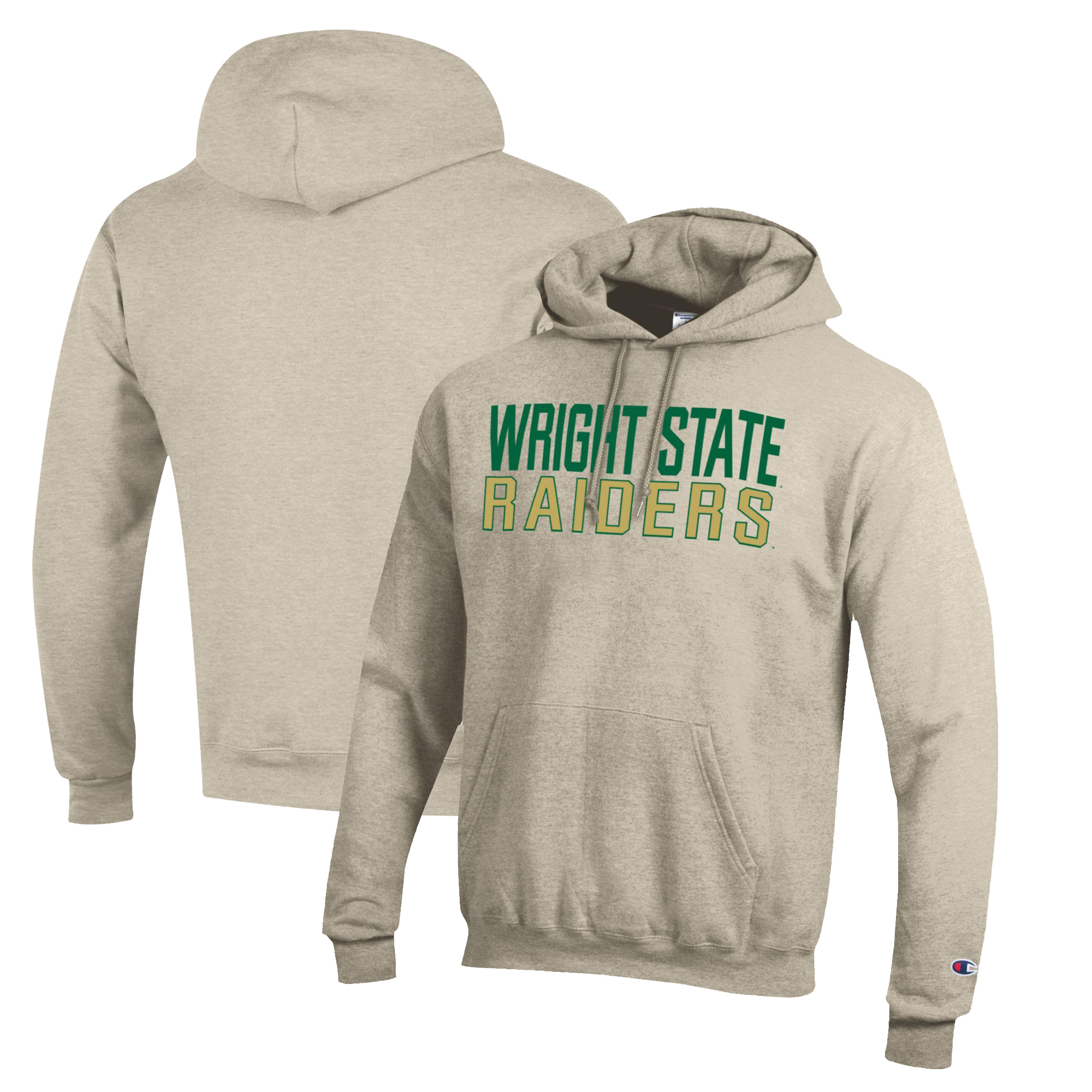 Men’s Champion Heathered Oatmeal Wright State Raiders Eco Powerblend Pullover Hoodie