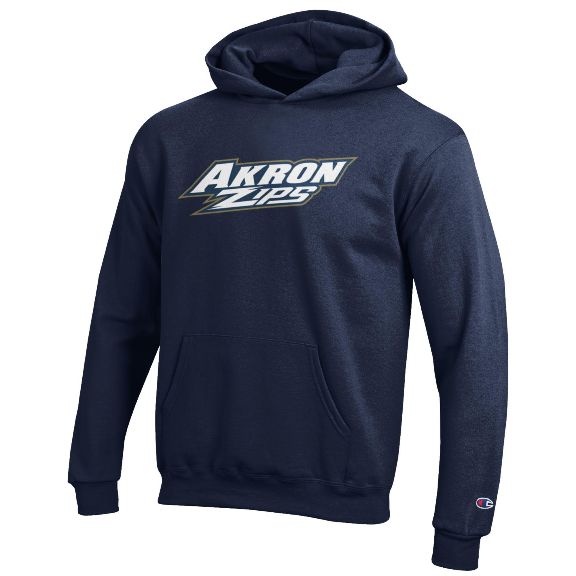 Youth Champion Navy Akron Zips Eco Powerblend Pullover Hoodie