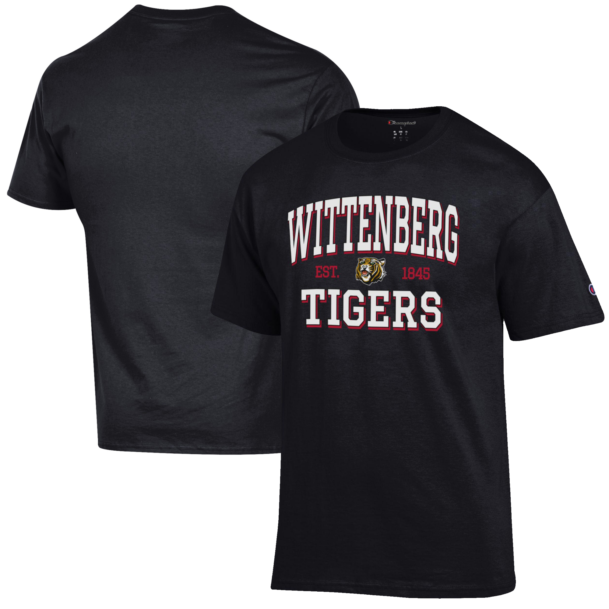 Men's Champion Black Wittenberg University Tigers Est. Date Jersey T-Shirt