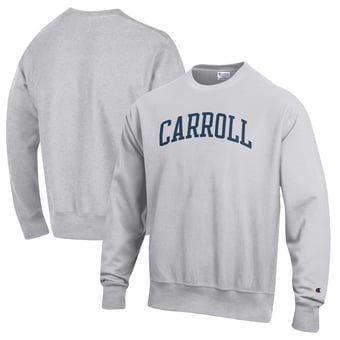 Men's Champion Heathered Gray Carroll University Pioneers Reverse Weave Fleece Crewneck Sweatshirt