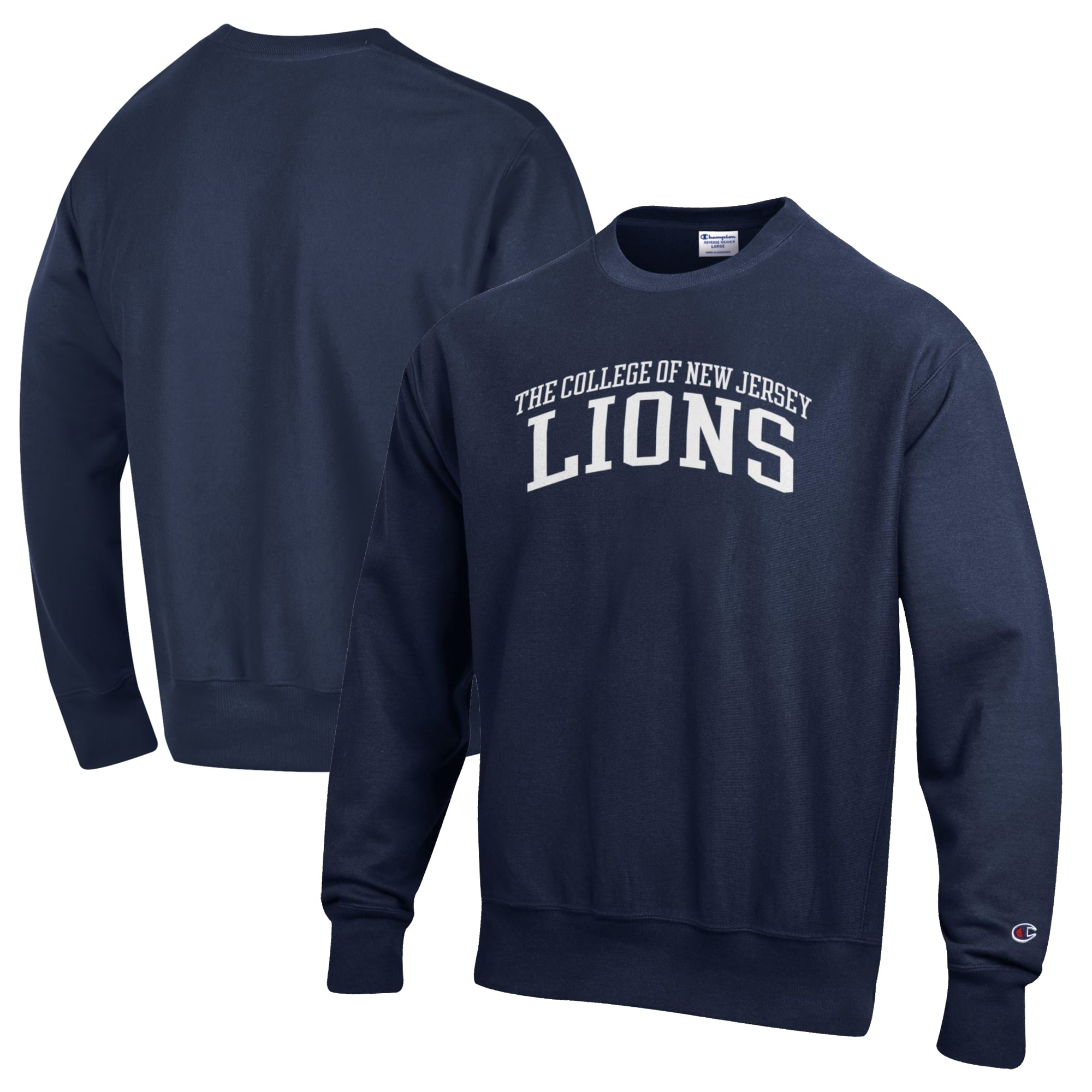 Men's Champion Navy College of New Jersey Lions Reverse Weave Fleece Crewneck Sweatshirt