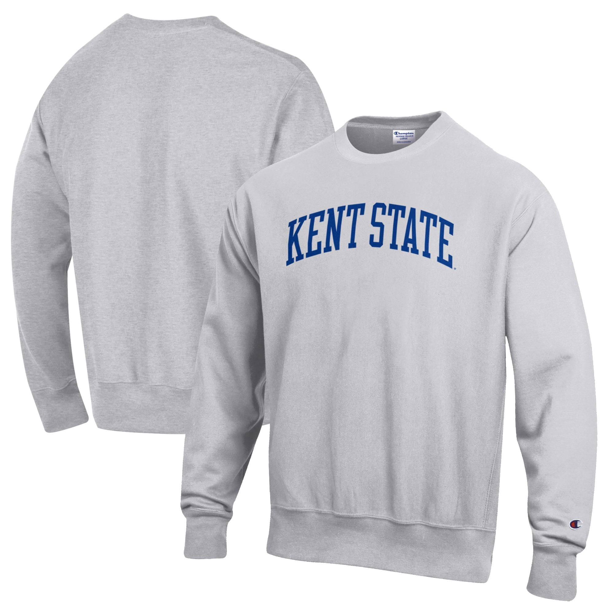 Men's Champion Heathered Gray Kent State Golden Flashes Reverse Weave Fleece Crewneck Sweatshirt