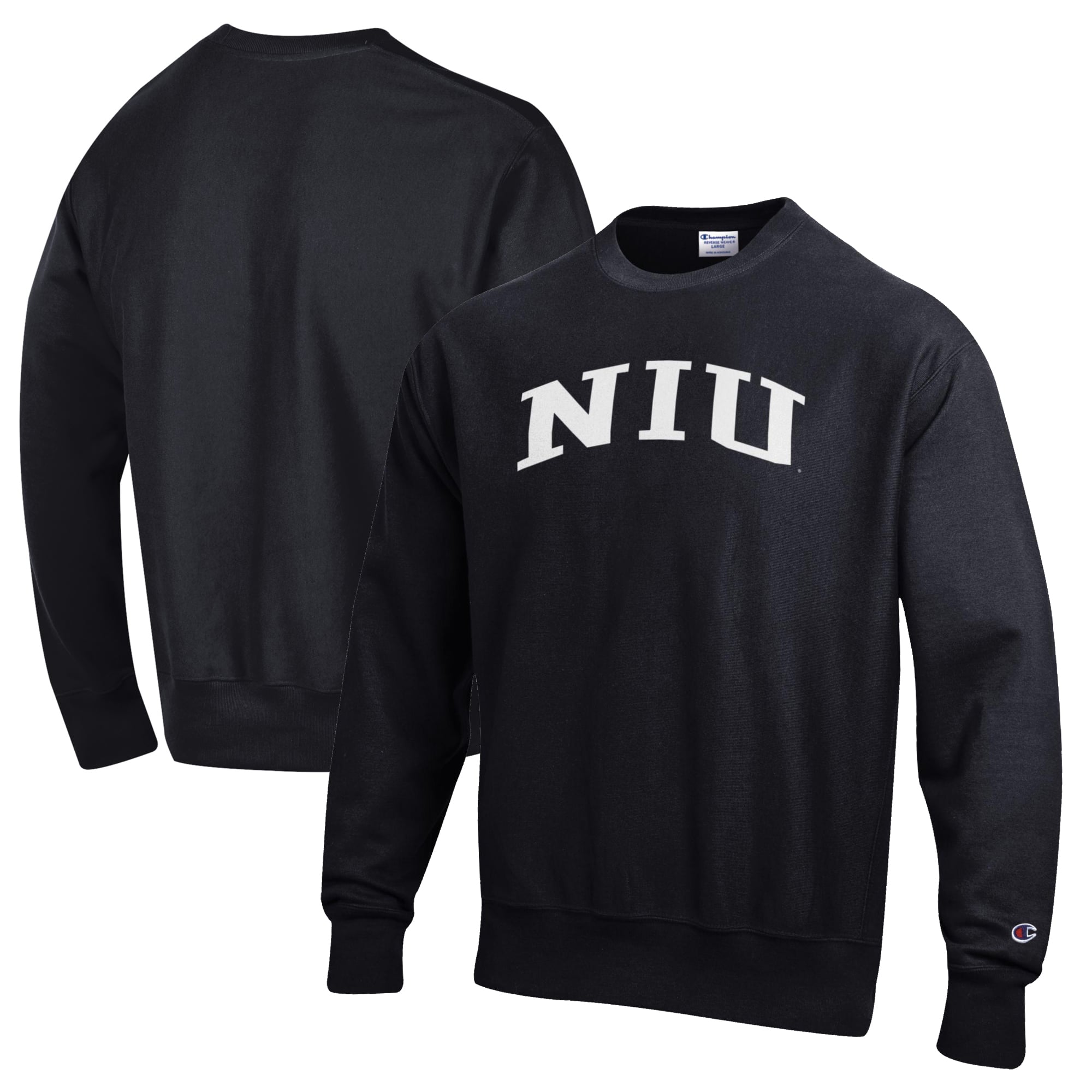 Men's Champion Black Northern Illinois Huskies Reverse Weave Fleece Crewneck Sweatshirt