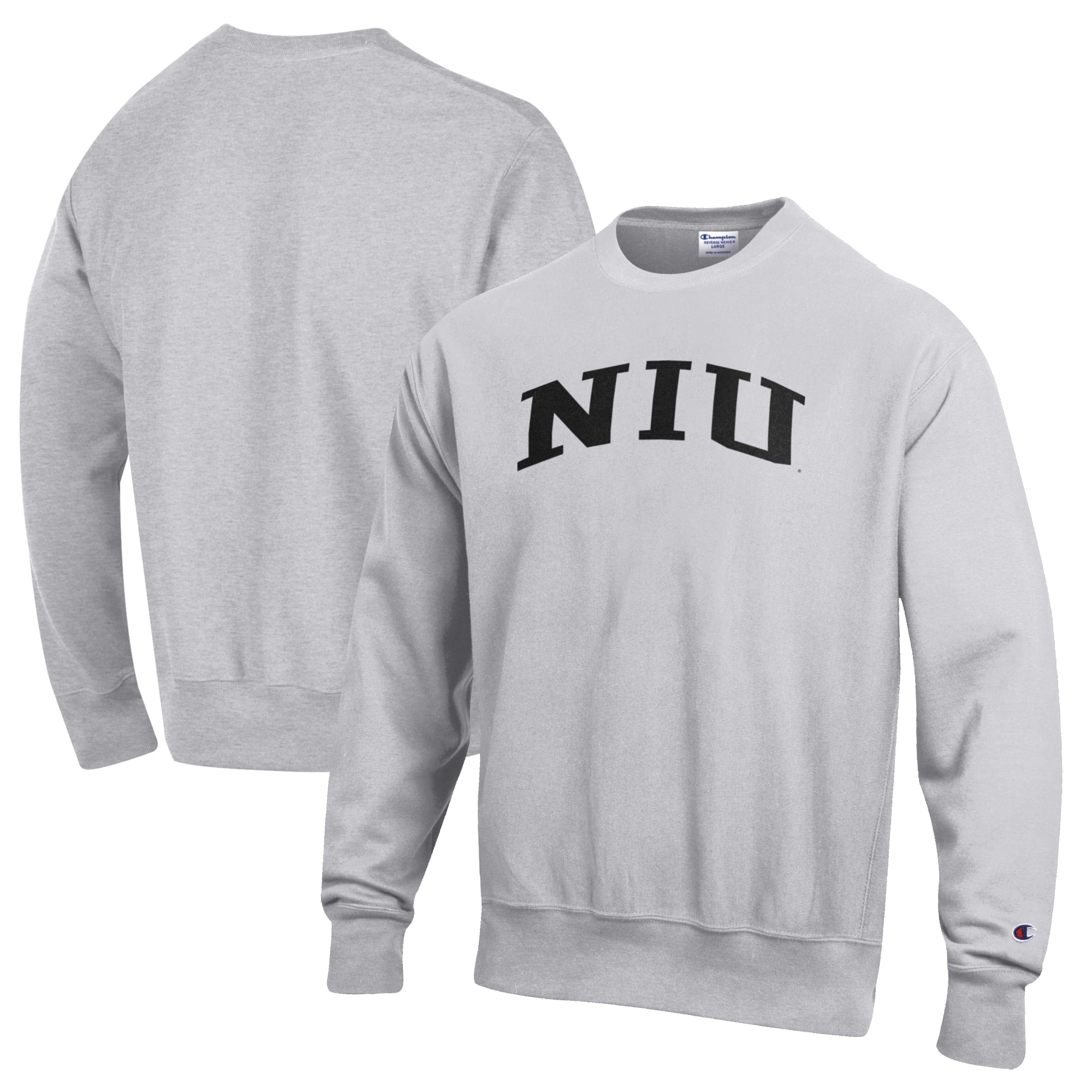 Men's Champion Heathered Gray Northern Illinois Huskies Reverse Weave Fleece Crewneck Sweatshirt