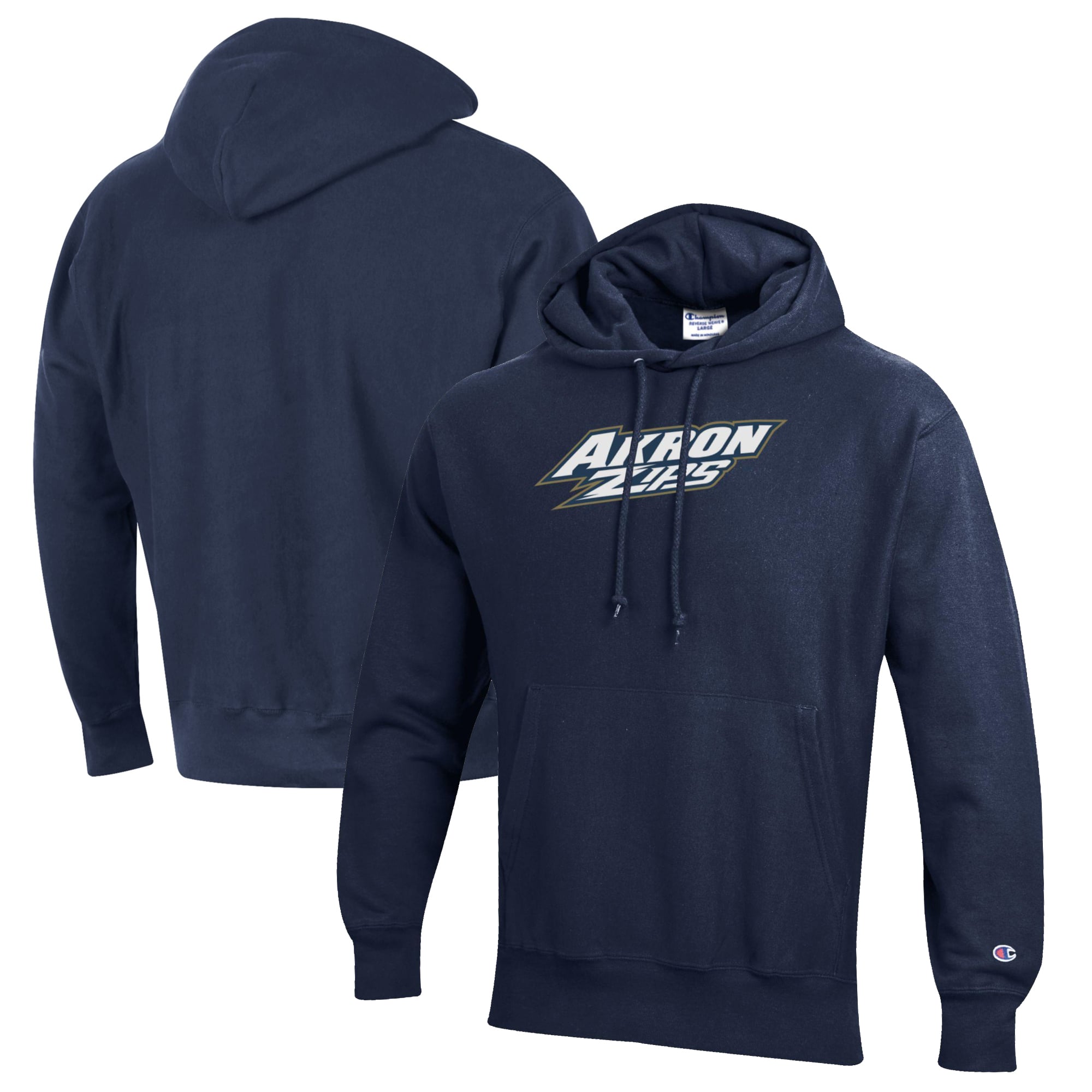 Men's Champion Navy Akron Zips Reverse Weave Fleece Pullover Hoodie