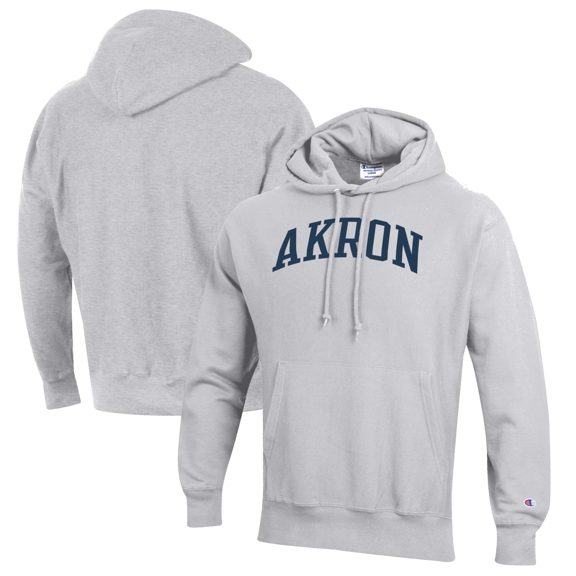 Men's Champion Heathered Gray Akron Zips Reverse Weave Fleece Pullover Hoodie