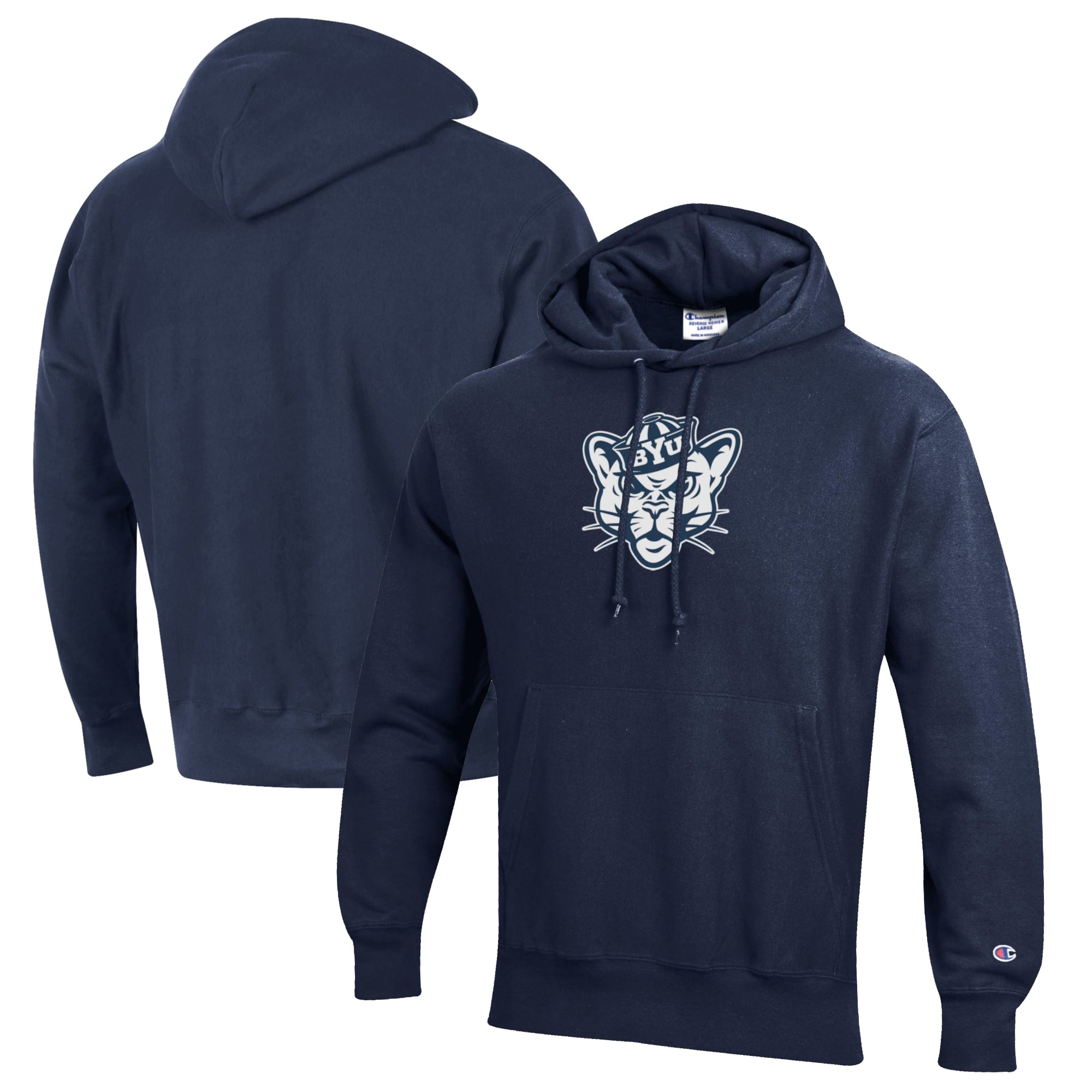 Men's Champion Navy BYU Cougars Reverse Weave Fleece Pullover Hoodie