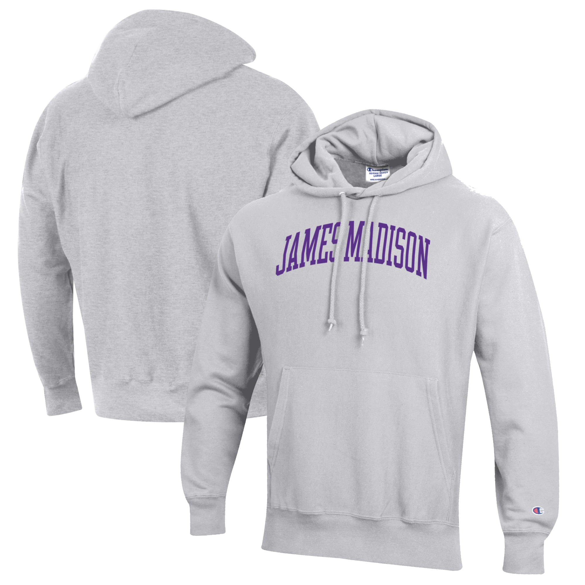 Men’s Champion Heathered Gray James Madison Dukes Reverse Weave Fleece Pullover Hoodie Men’s Champion Heathered Gray James Madison Dukes Reverse Weave Fleece Pullover Hoodie