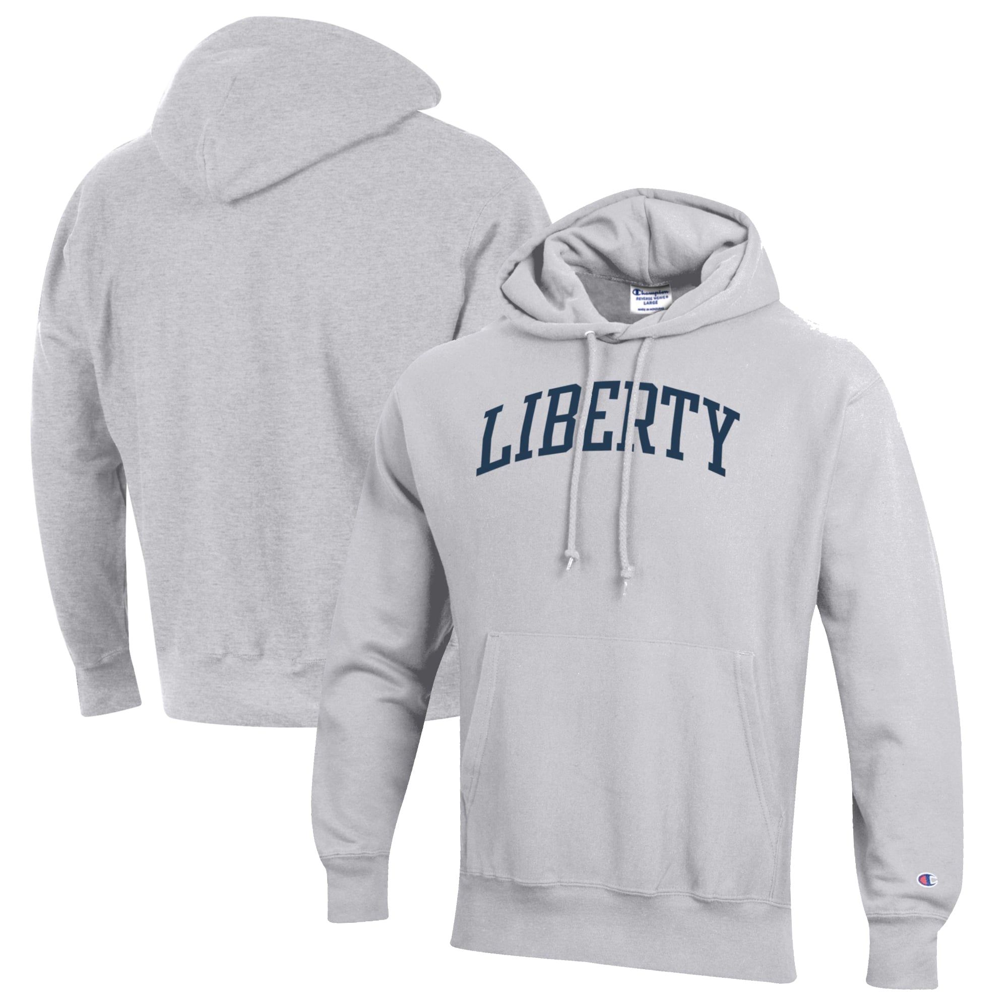Men's Champion Heathered Gray Liberty Flames Reverse Weave Fleece Pullover Hoodie