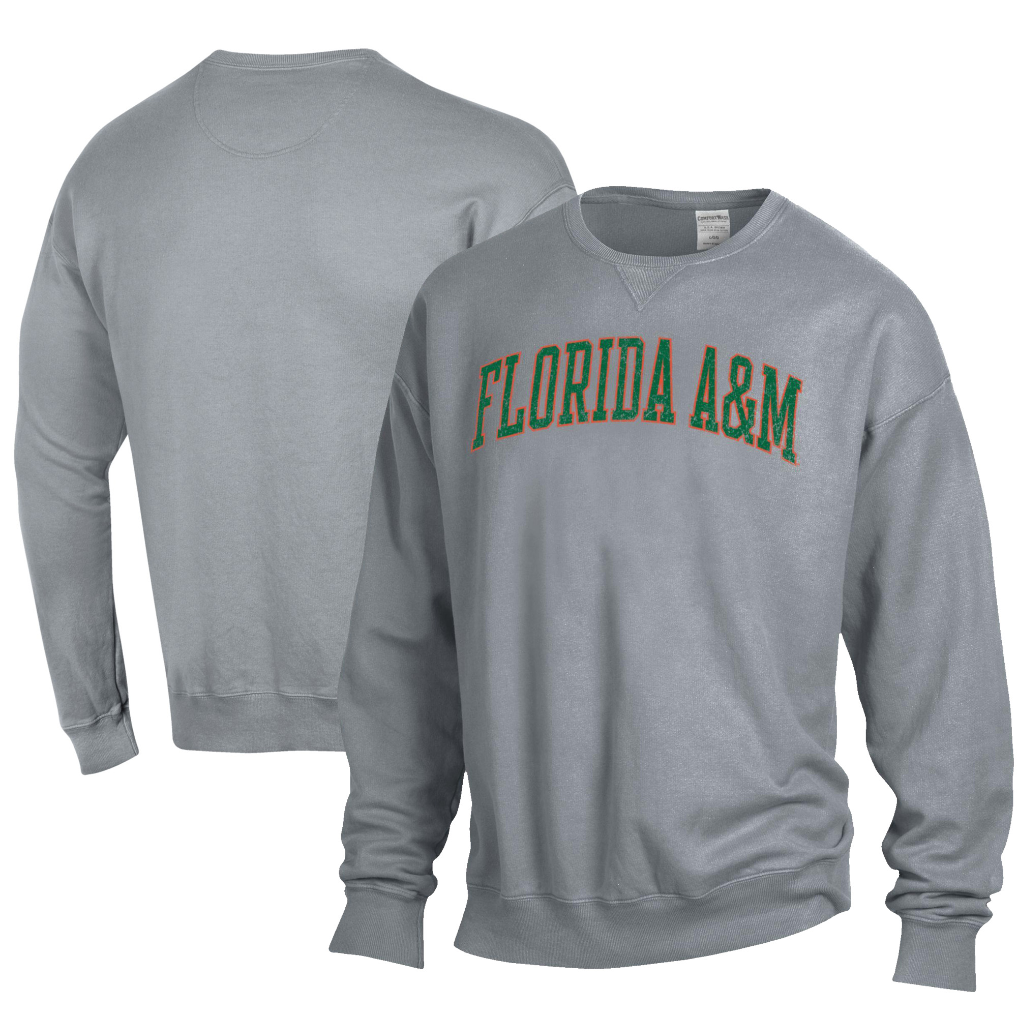 Men’s ComfortWash Gray Florida A&M Rattlers Garment Dyed Fleece Crewneck Pullover Sweatshirt Men’s ComfortWash Gray Florida A&M Rattlers Garment Dyed Fleece Crewneck Pullover Sweatshirt