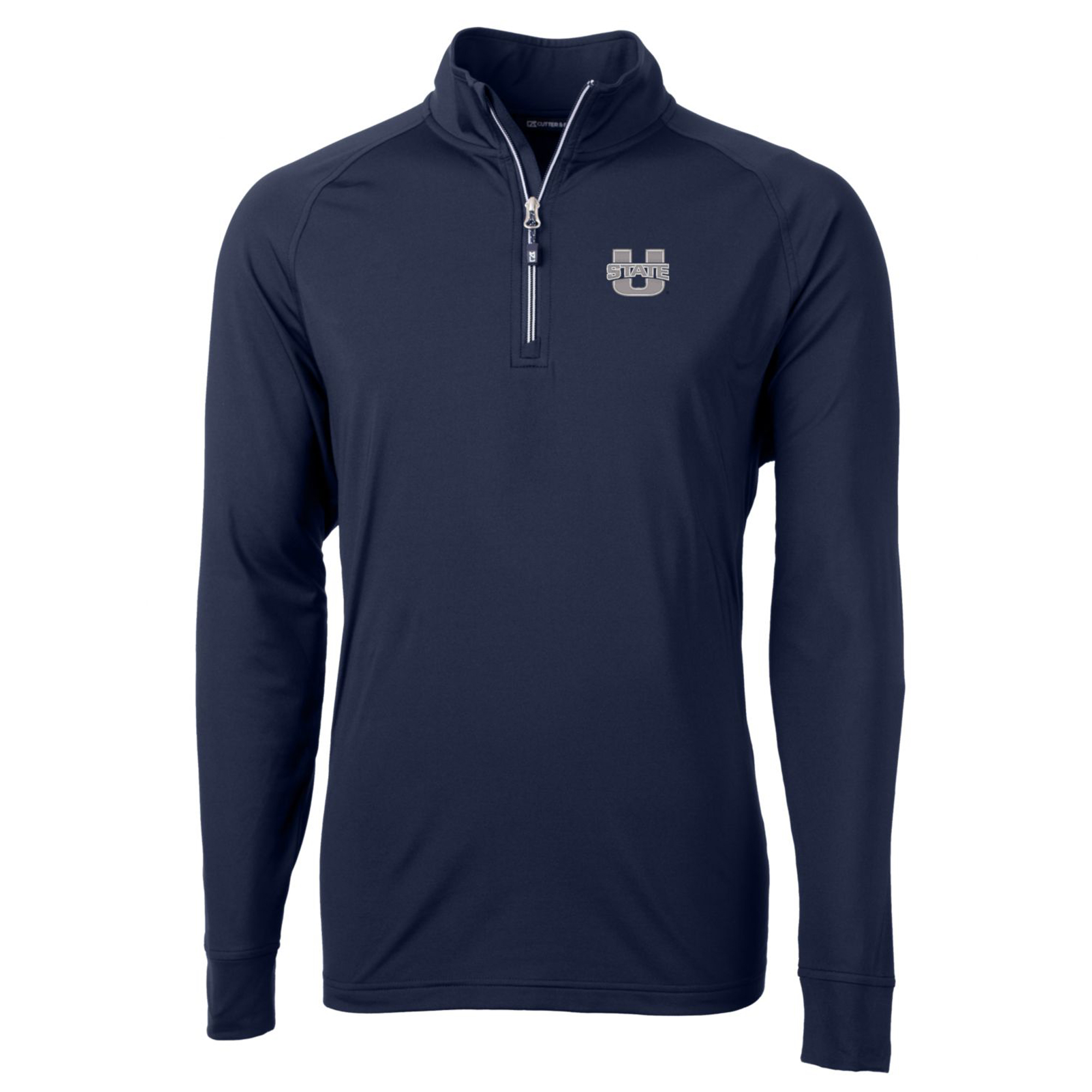 Men’s Cutter & Buck Navy Utah State Aggies Big & Tall Adapt Eco Knit Quarter-Zip Pullover Jacket Men’s Cutter & Buck Navy Utah State Aggies Big & Tall Adapt Eco Knit Quarter-Zip Pullover Jacket