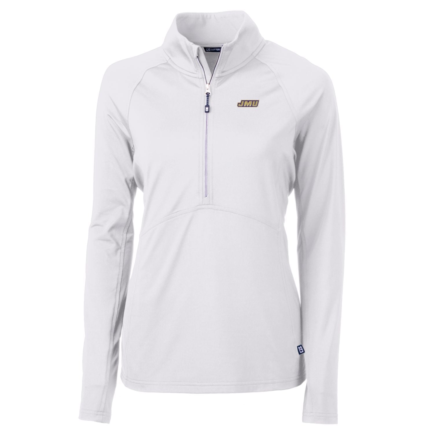 Women's Cutter & Buck White James Madison Dukes Adapt Eco Knit Half-Zip Pullover Jacket