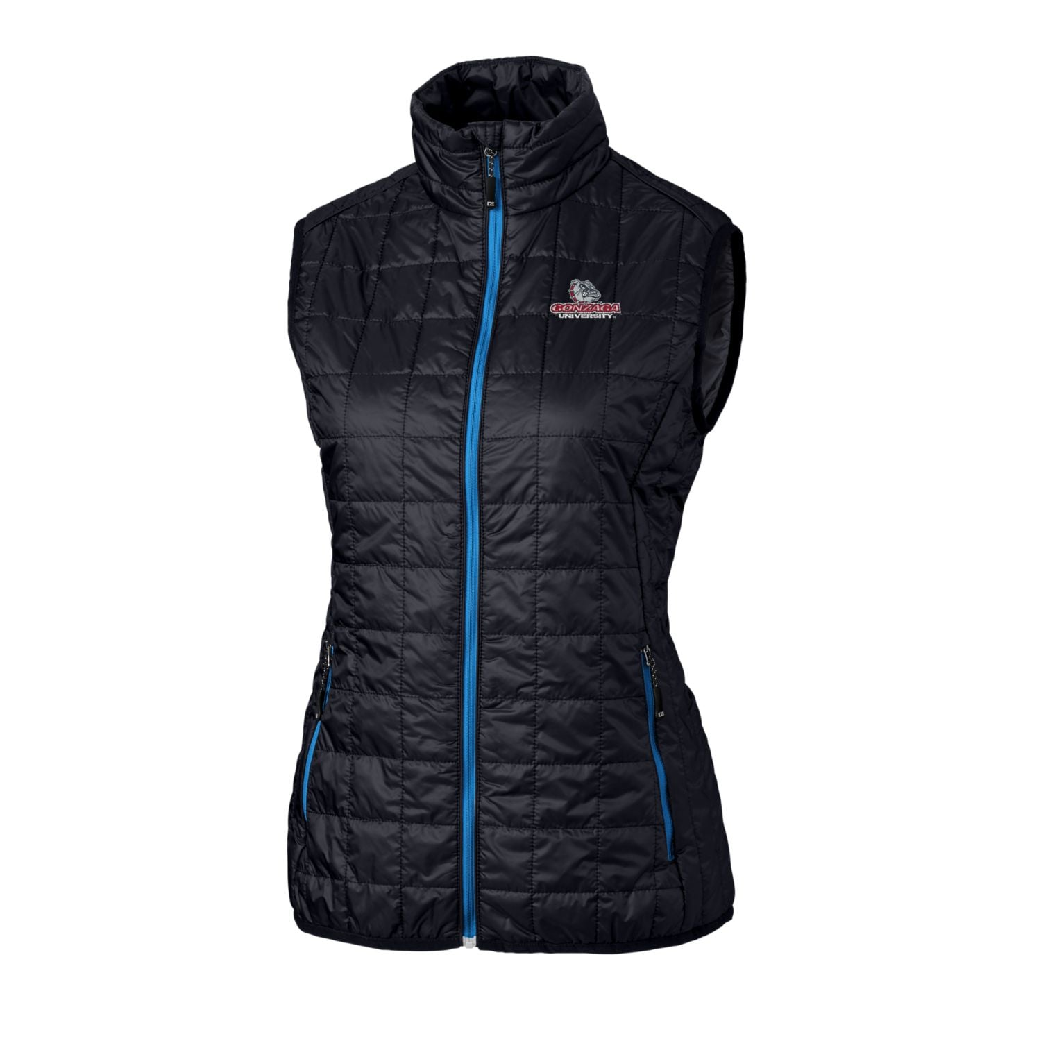 Women's Cutter & Buck Navy Gonzaga Bulldogs Eco Full-Zip Puffer Vest