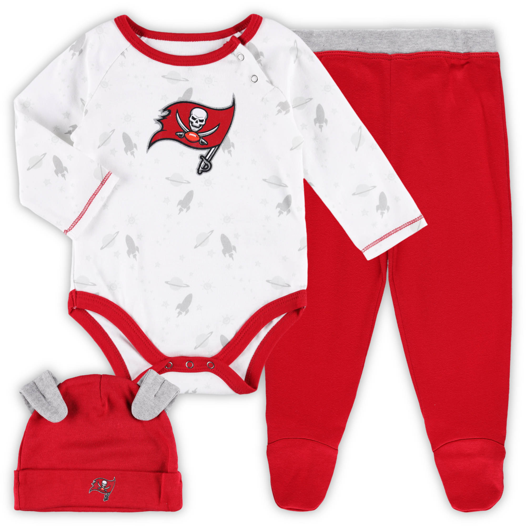Newborn & Infant White/Red Tampa Bay Buccaneers Dream Team Bodysuit Pants & Hat Set