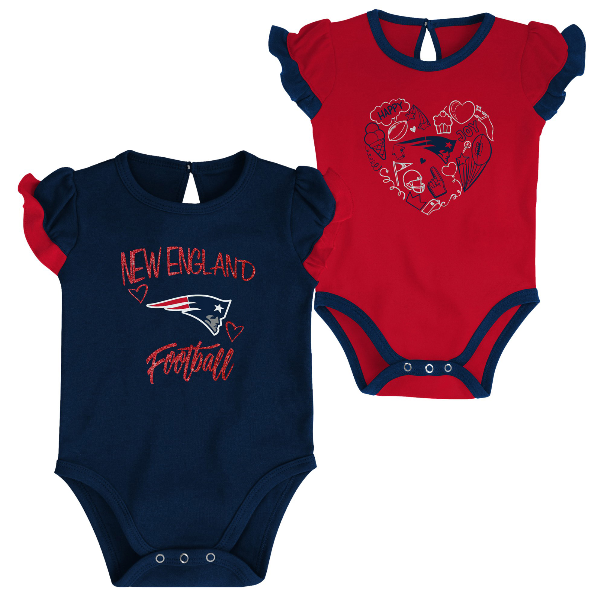Newborn & Infant Navy/Red New England Patriots Too Much Love Two-Piece Bodysuit Set