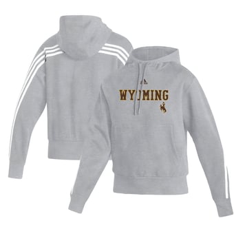 Women's adidas Heathered Gray Wyoming Cowboys Fashion Pullover Hoodie
