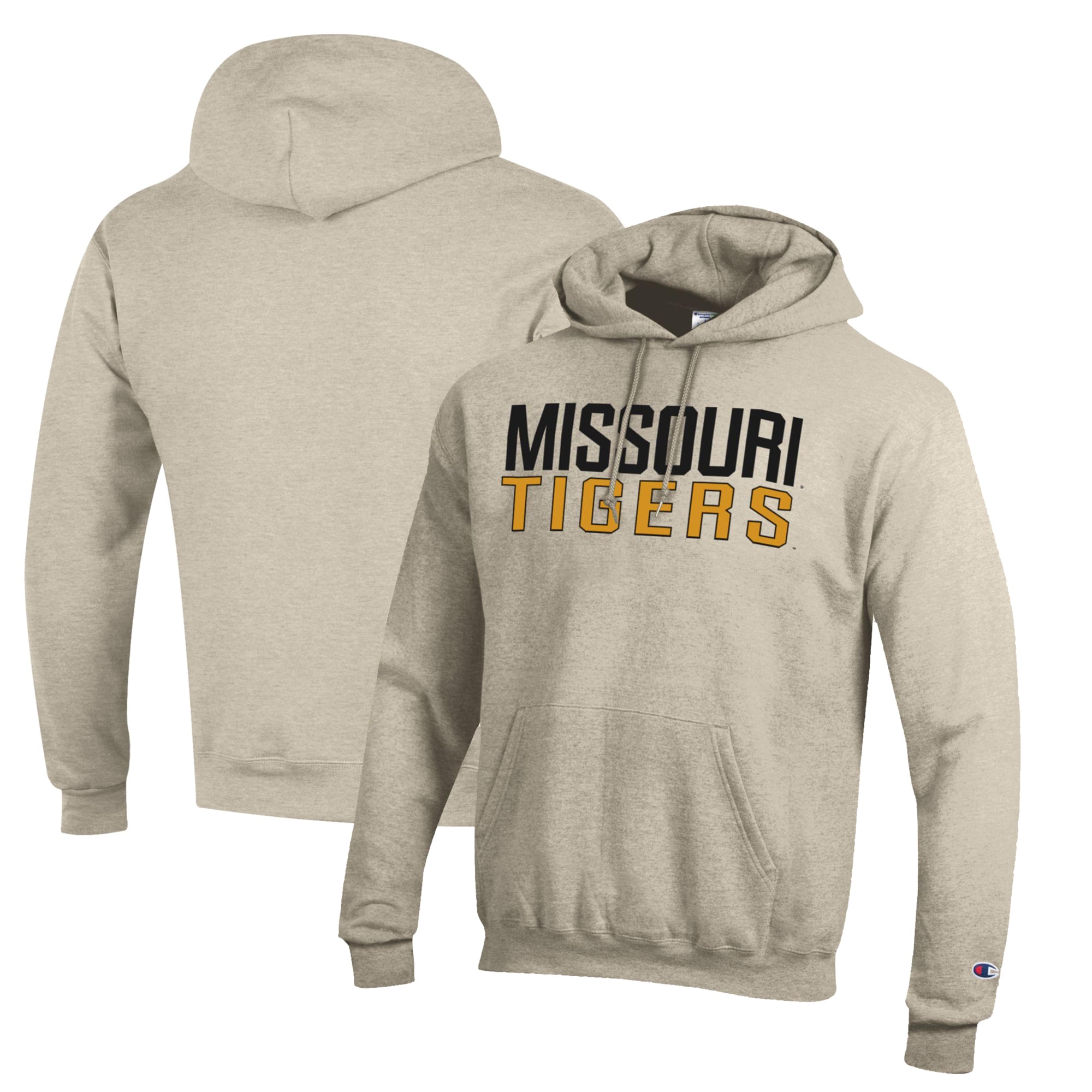 Men's Champion Oatmeal Missouri Tigers Eco Powerblend Pullover Hoodie