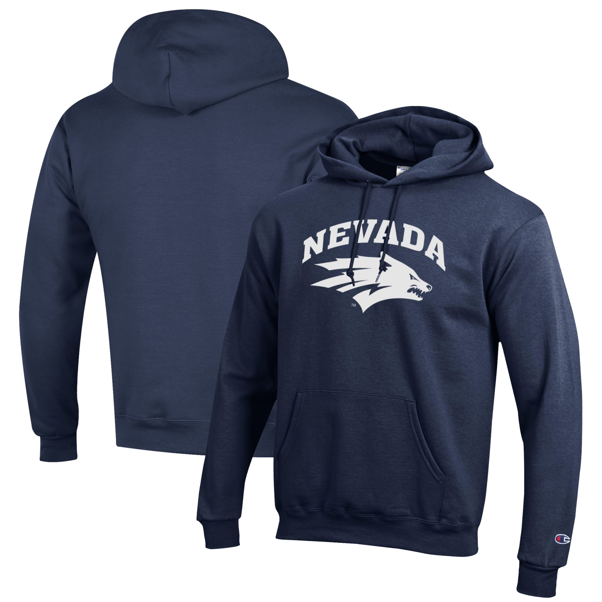 Men's Champion Navy Nevada Wolf Pack Eco Powerblend Pullover Hoodie