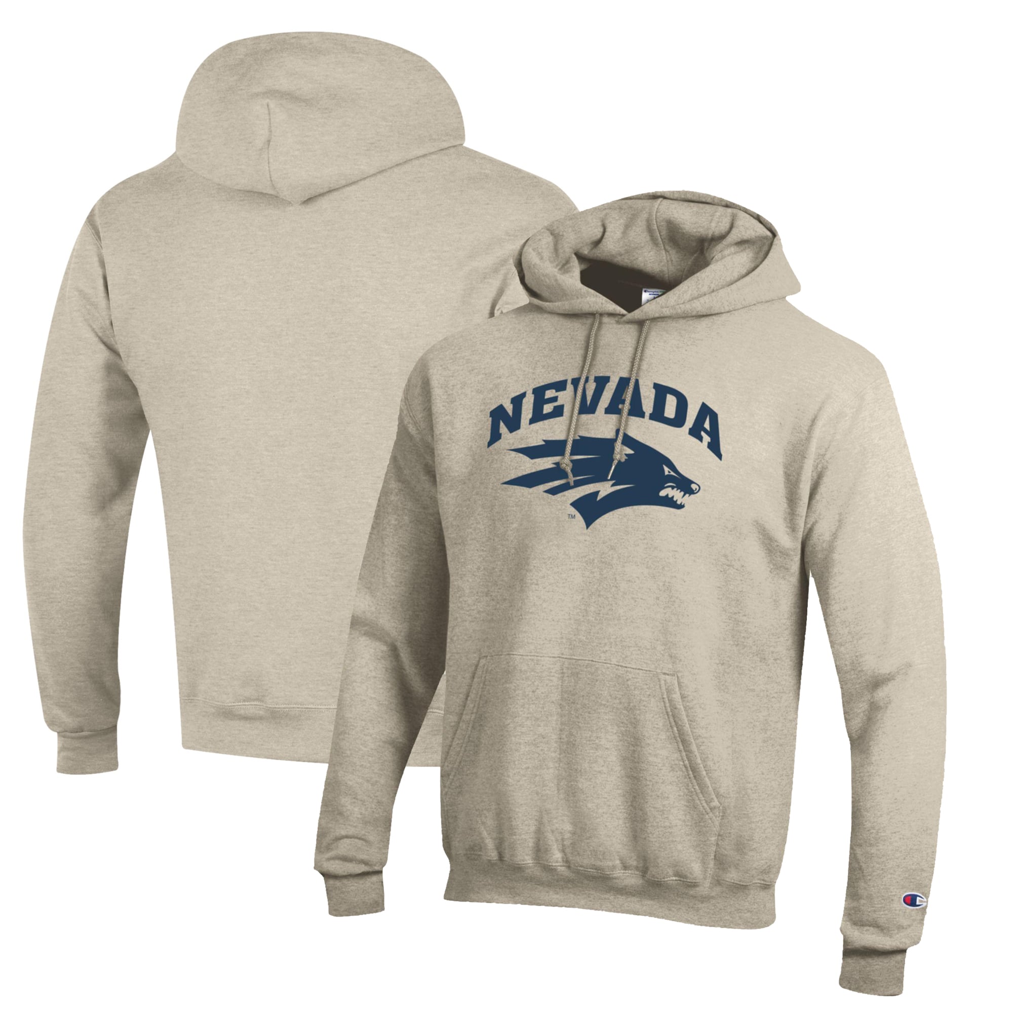 Men's Champion Oatmeal Nevada Wolf Pack Eco Powerblend Pullover Hoodie
