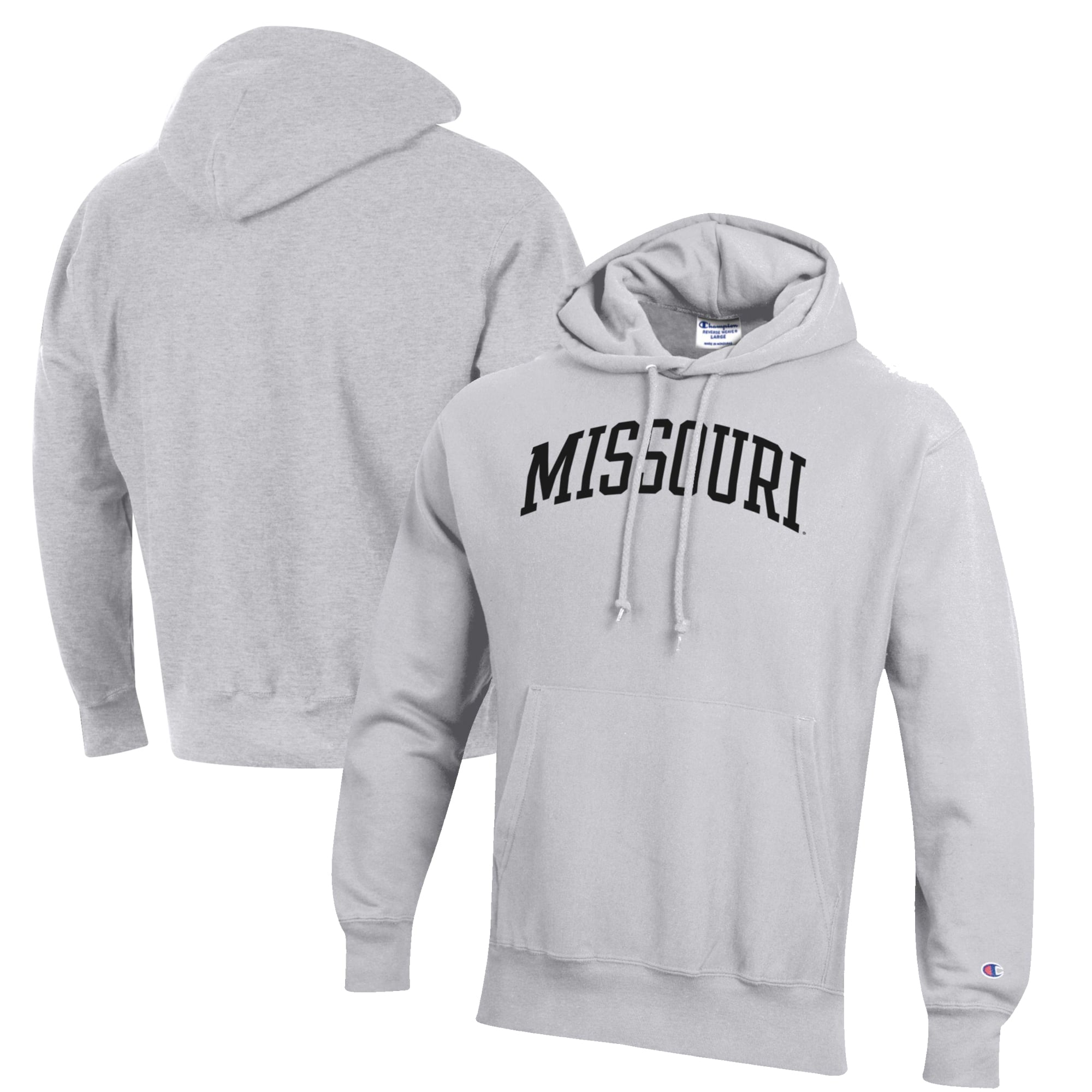 Men's Champion Heathered Gray Missouri Tigers Reverse Weave Fleece Pullover Hoodie