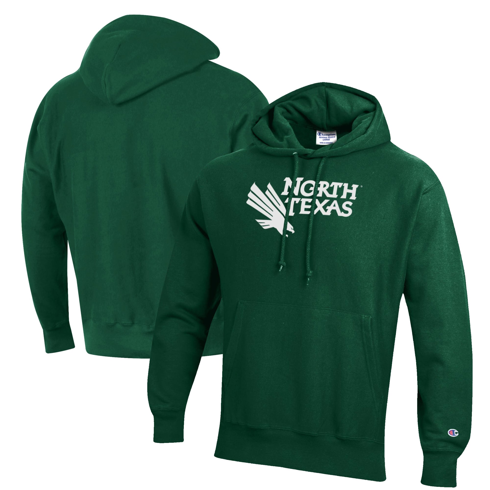 Men's Champion Green North Texas Mean Green Reverse Weave Fleece Pullover Hoodie