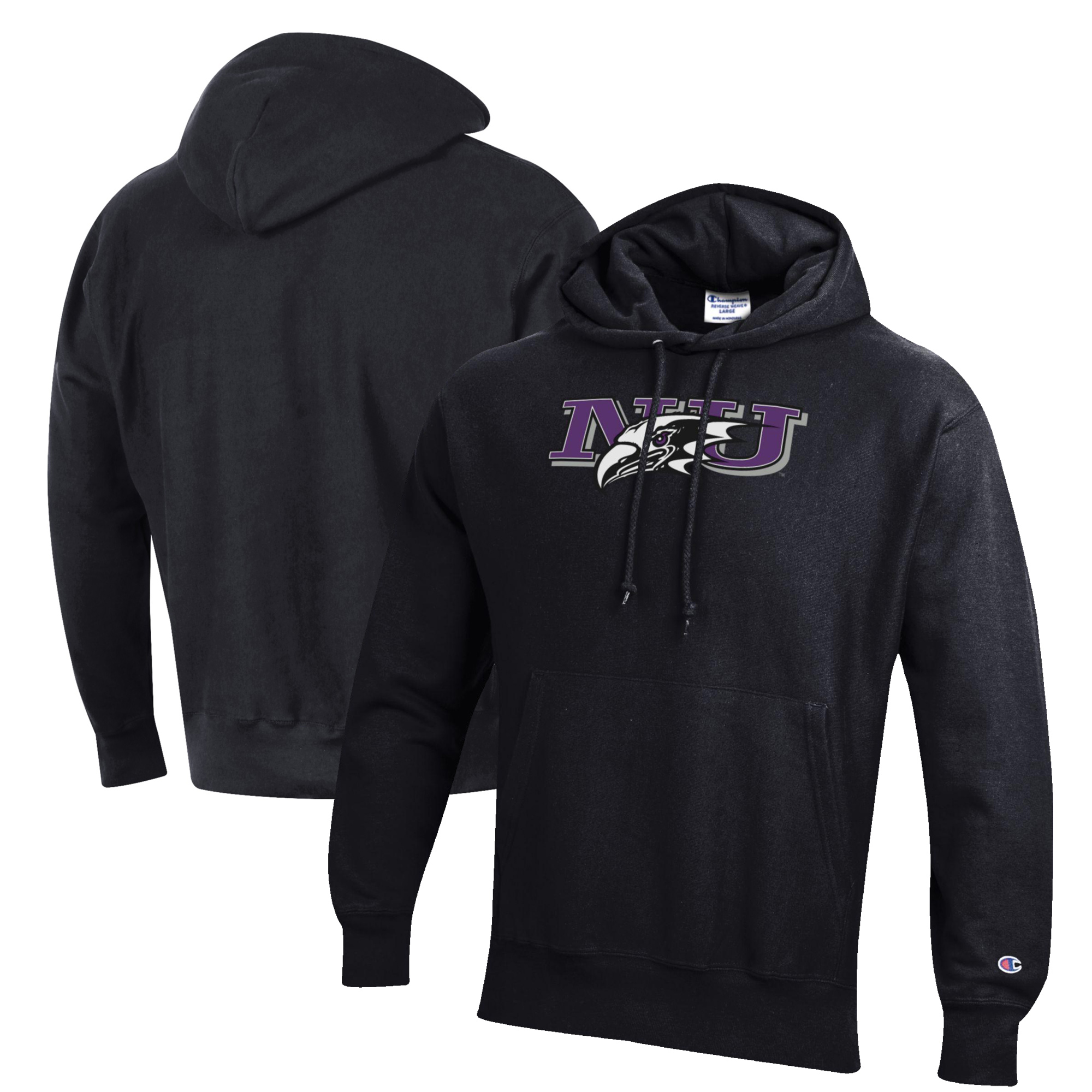 Men’s Champion Black Niagara University Purple Eagles Reverse Weave Fleece Pullover Hoodie Men’s Champion Black Niagara University Purple Eagles Reverse Weave Fleece Pullover Hoodie