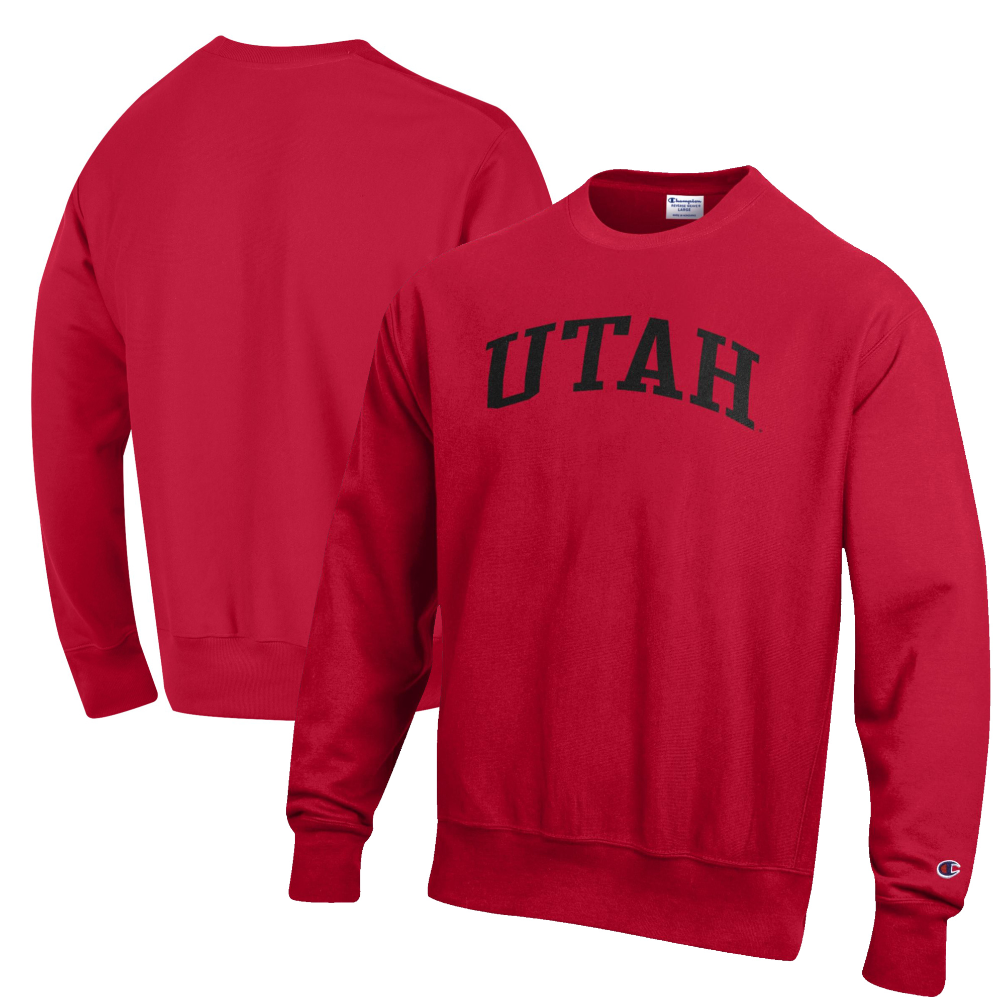 Men’s Champion Red Utah Utes Reverse Weave Fleece Crewneck Sweatshirt