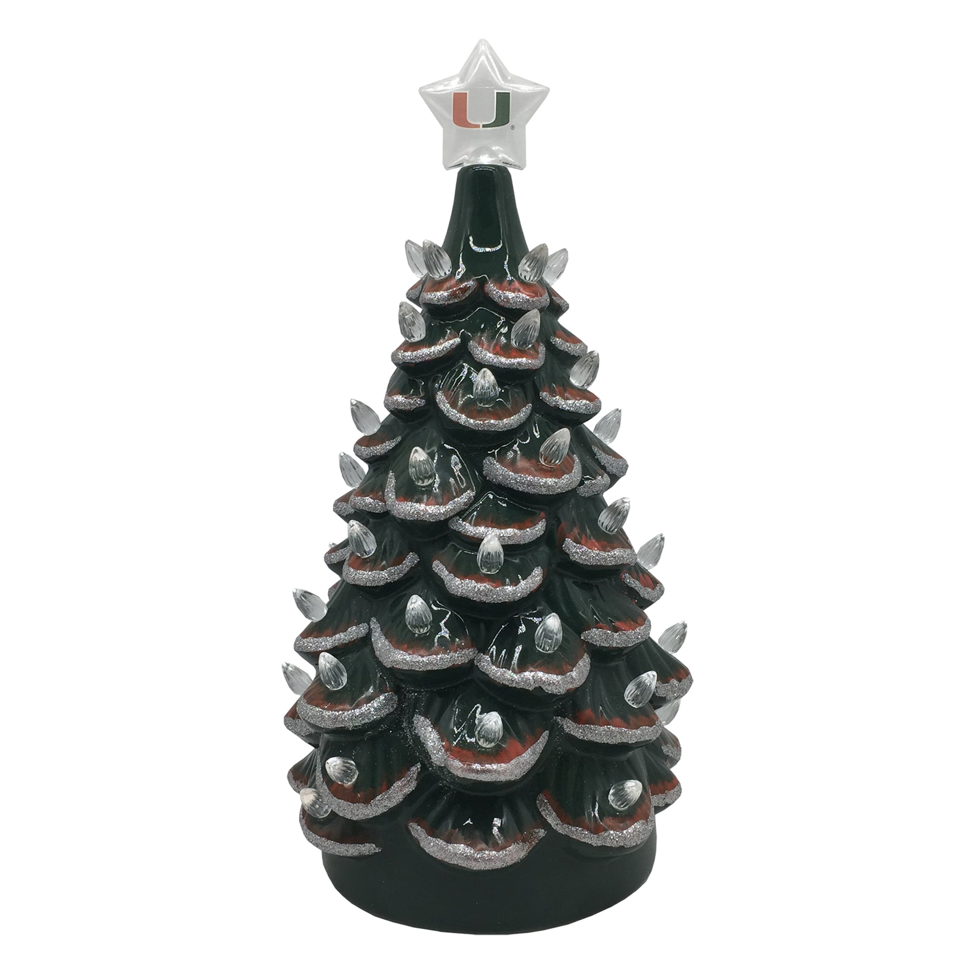 Green Miami Hurricanes 14'' Ceramic Tree