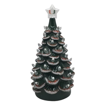 Green Miami Hurricanes 14'' Ceramic Tree