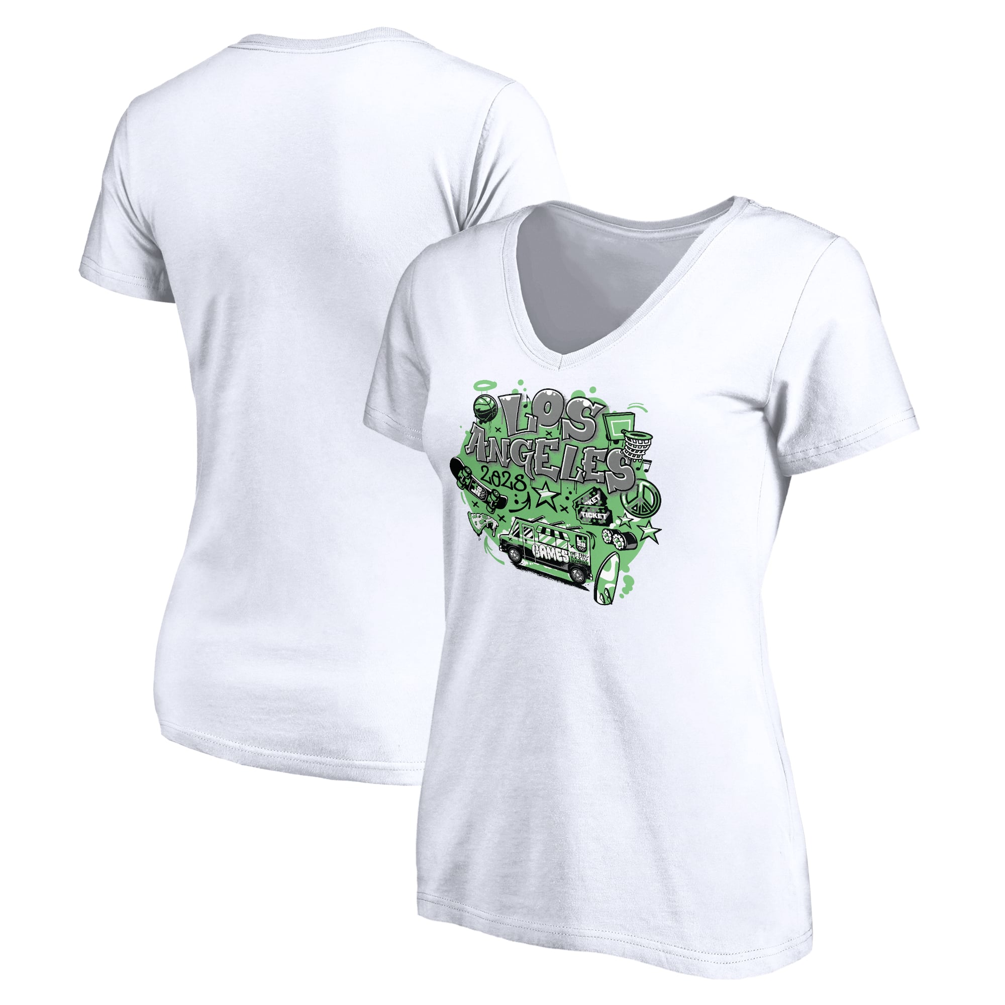 Women's White LA 2028 Summer Olympics XXXIV V-Neck T-Shirt