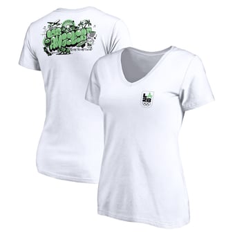 Women's White LA 2028 Summer Olympics City V-Neck T-Shirt