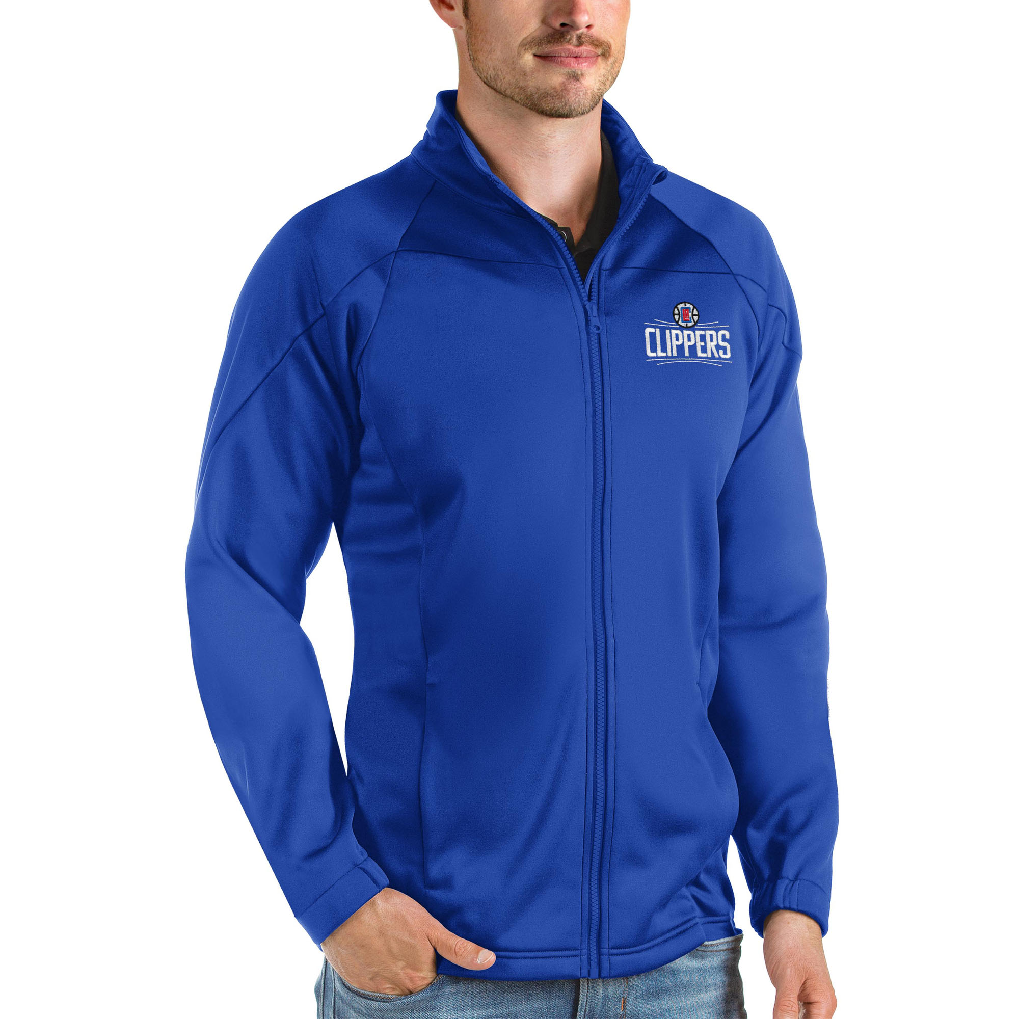 Men's Antigua Royal LA Clippers Links Full-Zip Golf Jacket