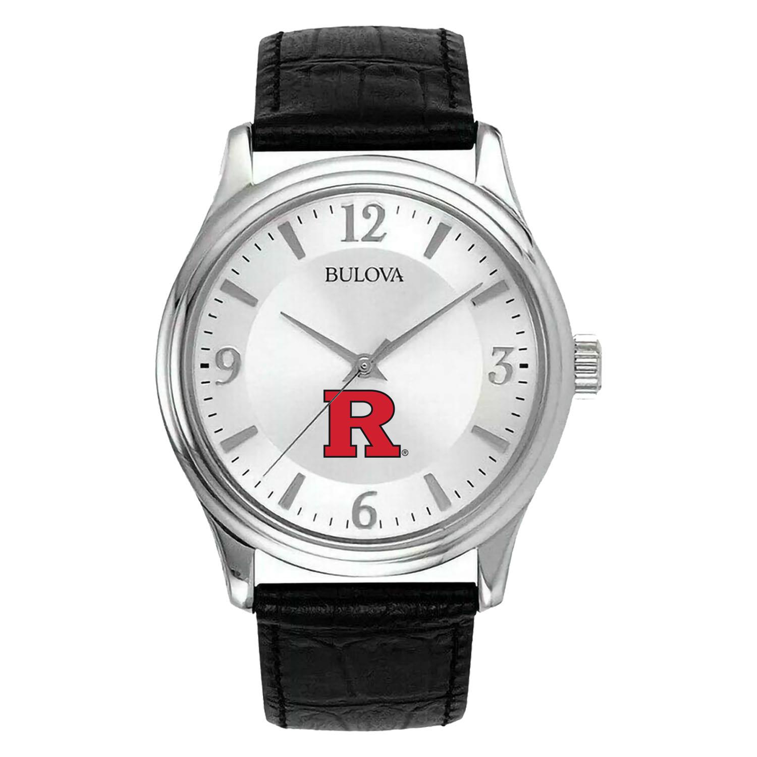 Men's Silver Rutgers Scarlet Knights Leather Watch