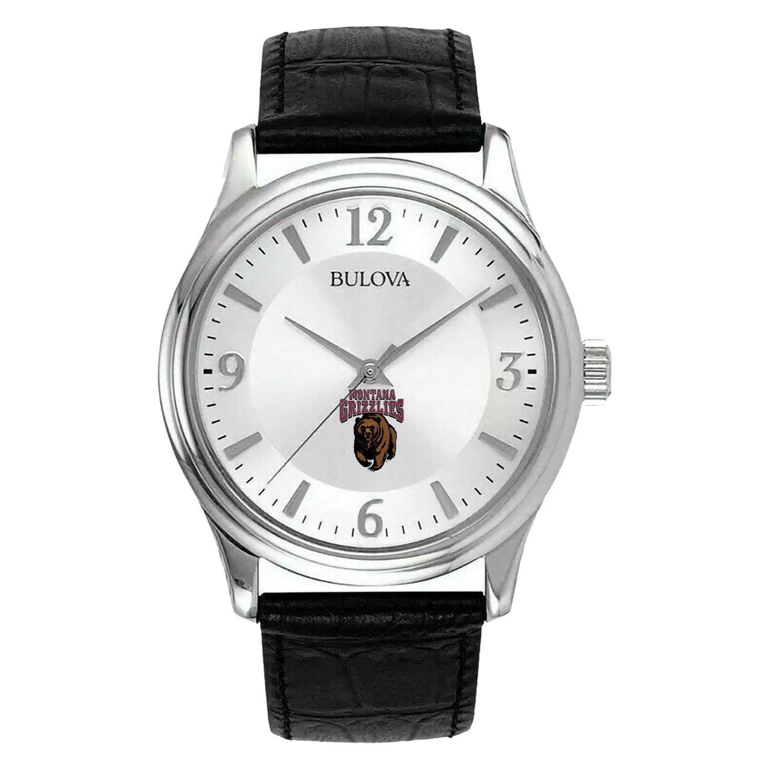 Men's Silver Montana Grizzlies Leather Watch