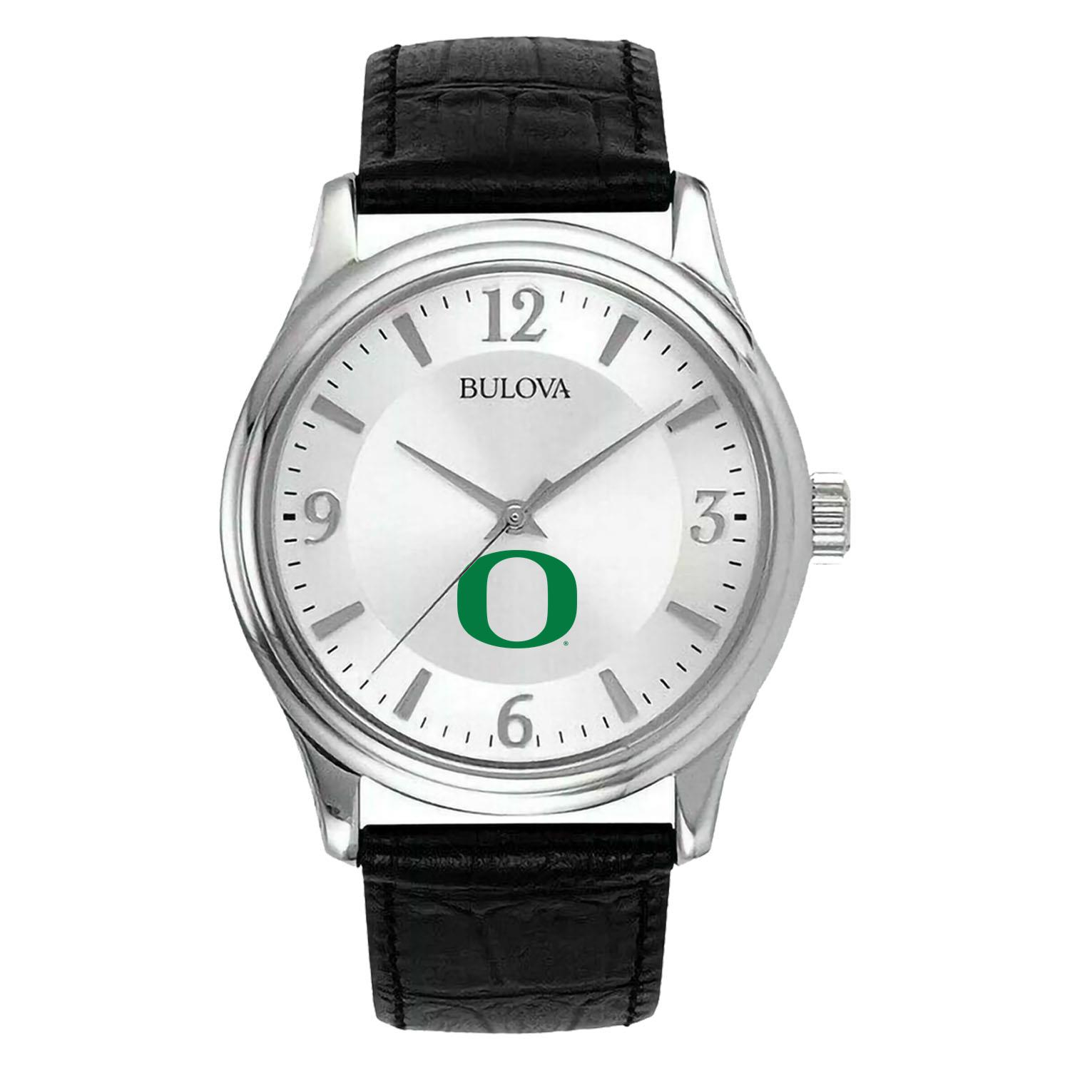 Men's Silver Oregon Ducks Leather Watch