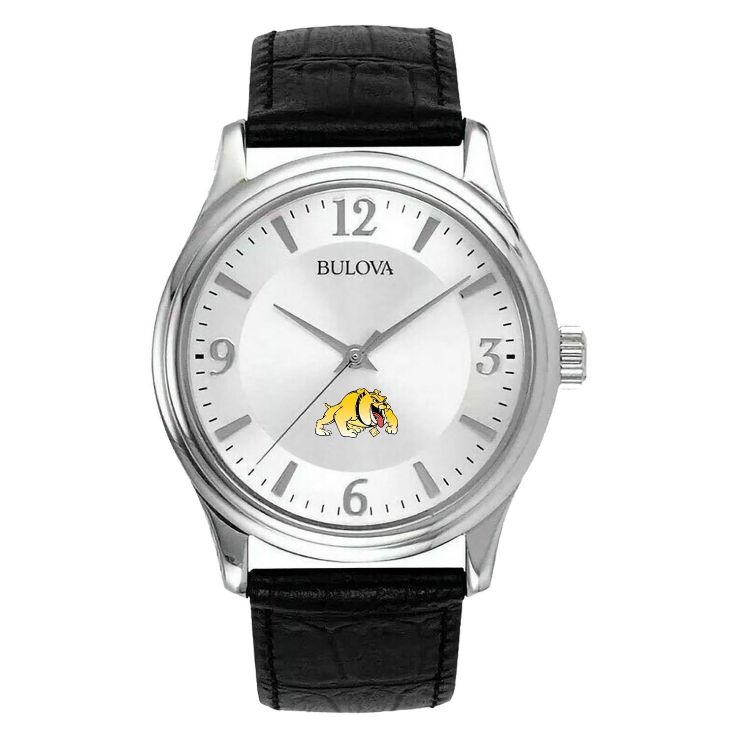 Men's Silver Bowie State Bulldogs Leather Watch