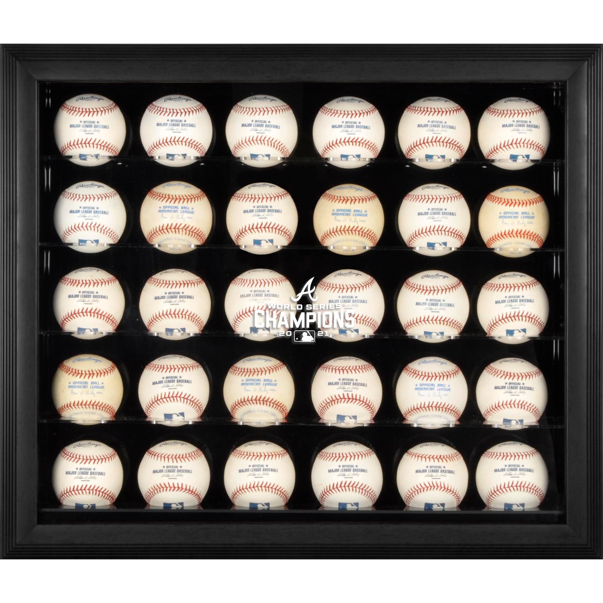 Atlanta Braves 2021 MLB World Series Champions Black Framed Logo 30-Baseball Display Case