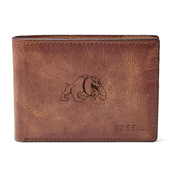Men's Fossil Brown Bowie State Bulldogs Derrick Front Pocket Bi-Fold Wallet