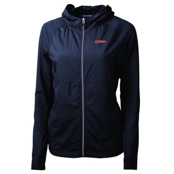Women's Cutter & Buck Navy UConn Huskies Wordmark Adapt Eco Knit Full-Zip Jacket