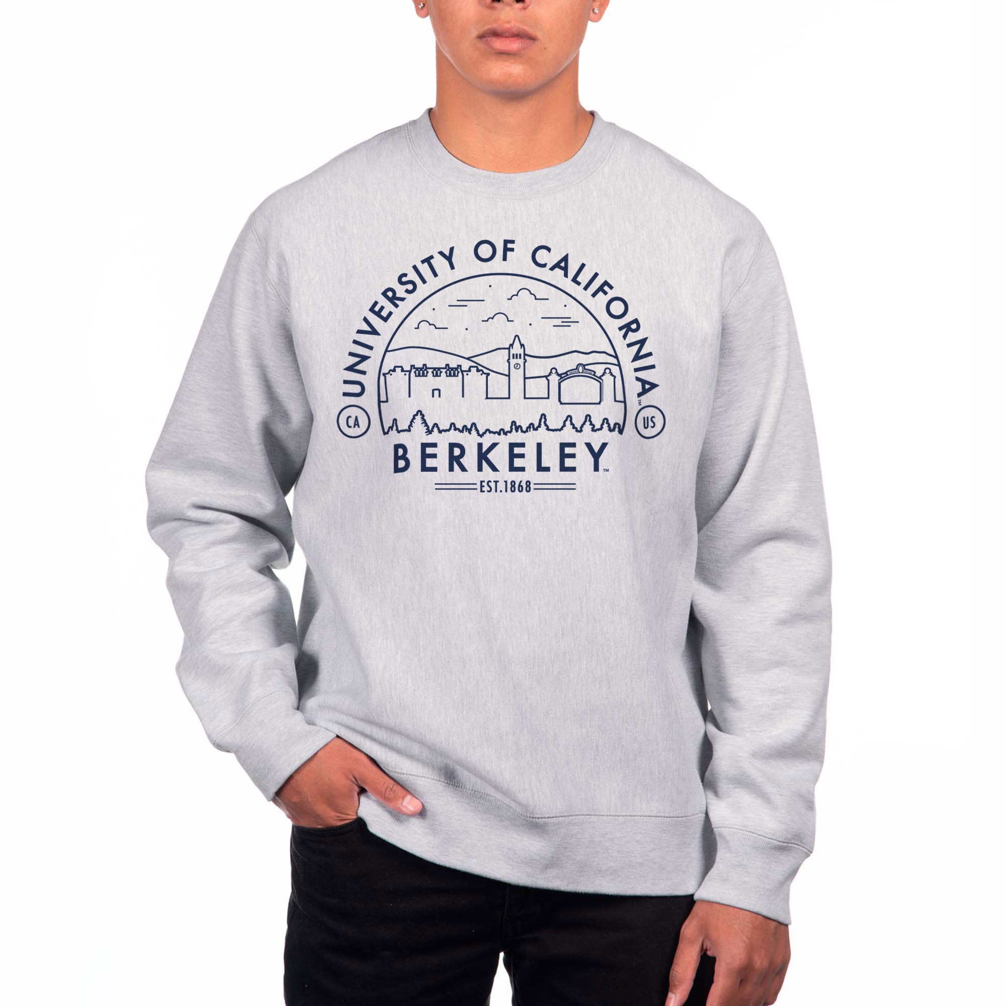 Men's Uscape Apparel Heathered Gray Cal Bears Premium Fleece Crew Neck Sweatshirt