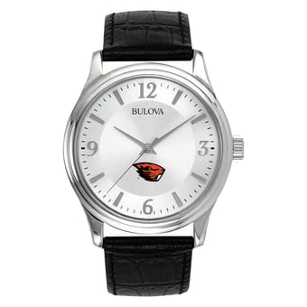 Men's Silver Oregon State Beavers Leather Watch
