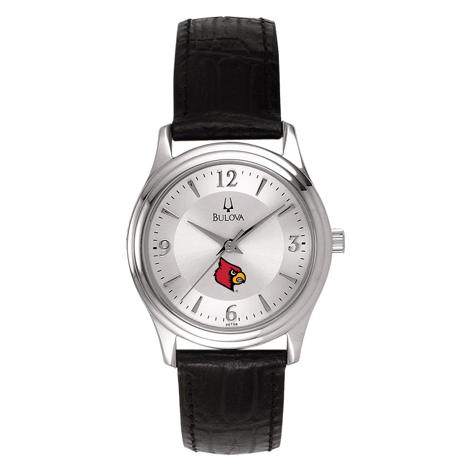 Women's Silver Louisville Cardinals Leather Watch