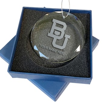 Baylor Bears 3.25'' Personalized Etched Glass Ornament